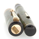 STICKERED CIRCA 1929 WAHL EVERSHARP BRAZILIAN GREEN GOLD SEAL DECOBAND FOUNTAIN PEN OFFERED BY ANTIQUE DIGGER