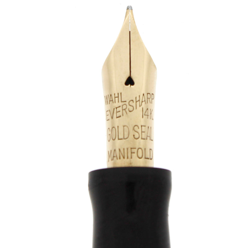 STICKERED CIRCA 1929 WAHL EVERSHARP BRAZILIAN GREEN GOLD SEAL DECOBAND FOUNTAIN PEN OFFERED BY ANTIQUE DIGGER