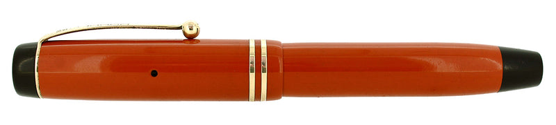 C1930 PARKER STREAMLINE DUOFOLD JR LACQUER RED FOUNTAIN PEN RESTORED OFFERED BY ANTIQUE DIGGER