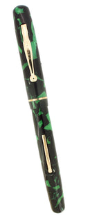 C1932 CARTER'S GREEN & BLACK CELLULOID FOUNTAIN PEN RESTORED  OFFERED BY ANTIQUE DIGGER