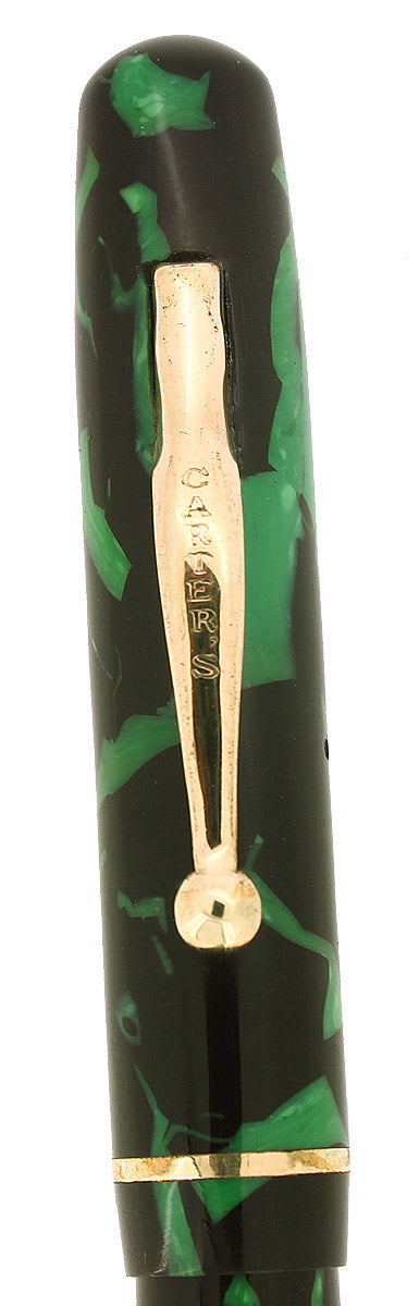 C1932 CARTER'S GREEN & BLACK CELLULOID FOUNTAIN PEN RESTORED  OFFERED BY ANTIQUE DIGGER