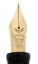 CIRCA 1932 CONKLIN OVERSIZE NOZAC BLACK 7M WORD GAUGE V-LINE BARREL FOUNTAIN PEN RESTORED OFFERED BY ANTIQUE DIGGER