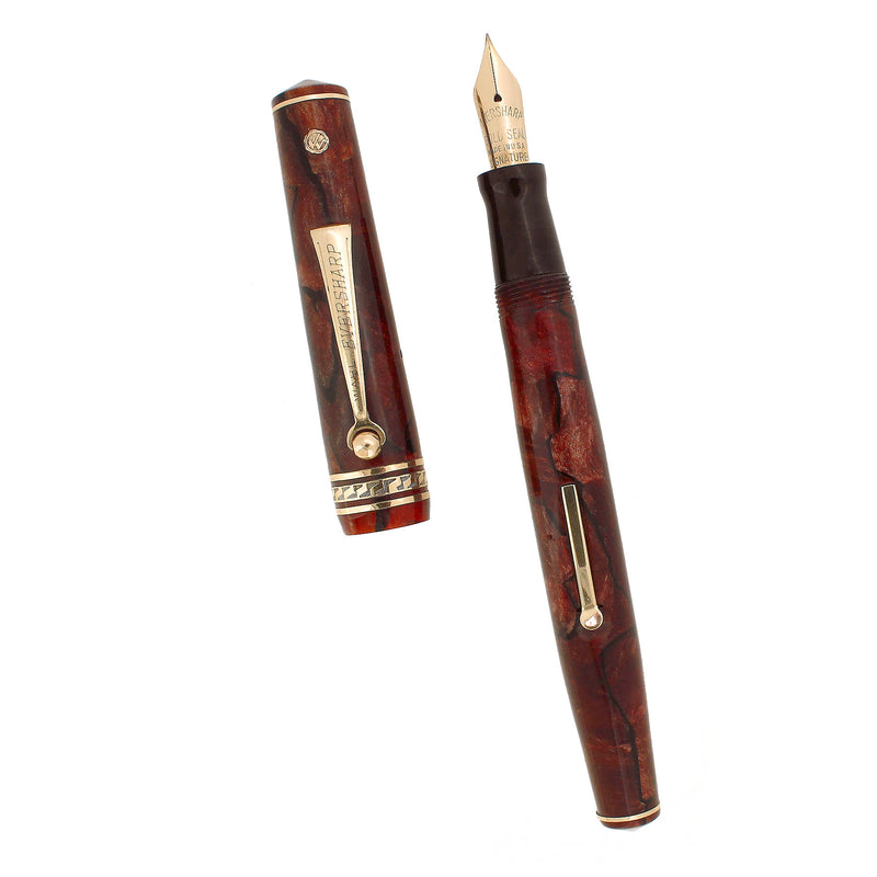 CIRCA 1932 WAHL EVERSHARP EQUIPOISED GOLD SEAL TUNIS DECOBAND FOUNTAIN PEN RESTORED OFFERED BY ANTIQUE DIGGER