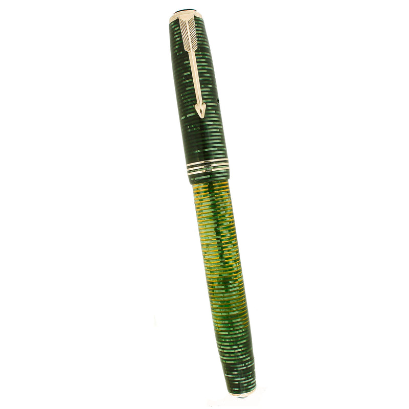 1933 PARKER EMERALD PEARL VACUMATIC STANDARD DOUBLE JEWEL FOUNTAIN PEN RESTORED OFFERED BY ANTIQUE DIGGER