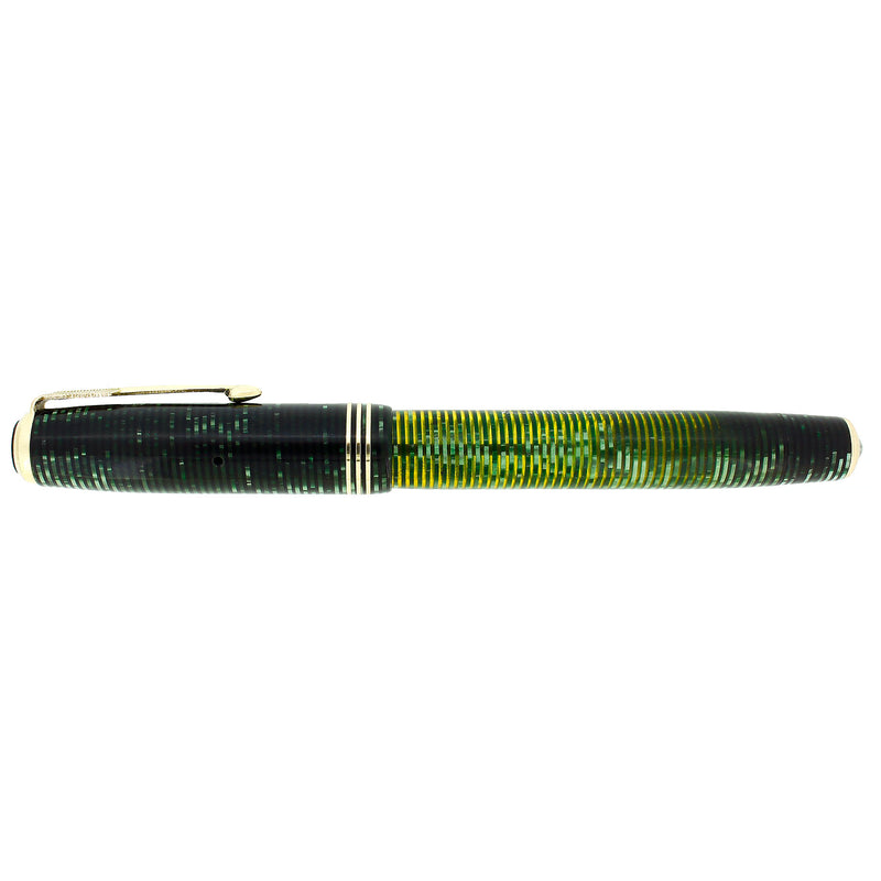 1933 PARKER EMERALD PEARL VACUMATIC STANDARD DOUBLE JEWEL FOUNTAIN PEN RESTORED OFFERED BY ANTIQUE DIGGER