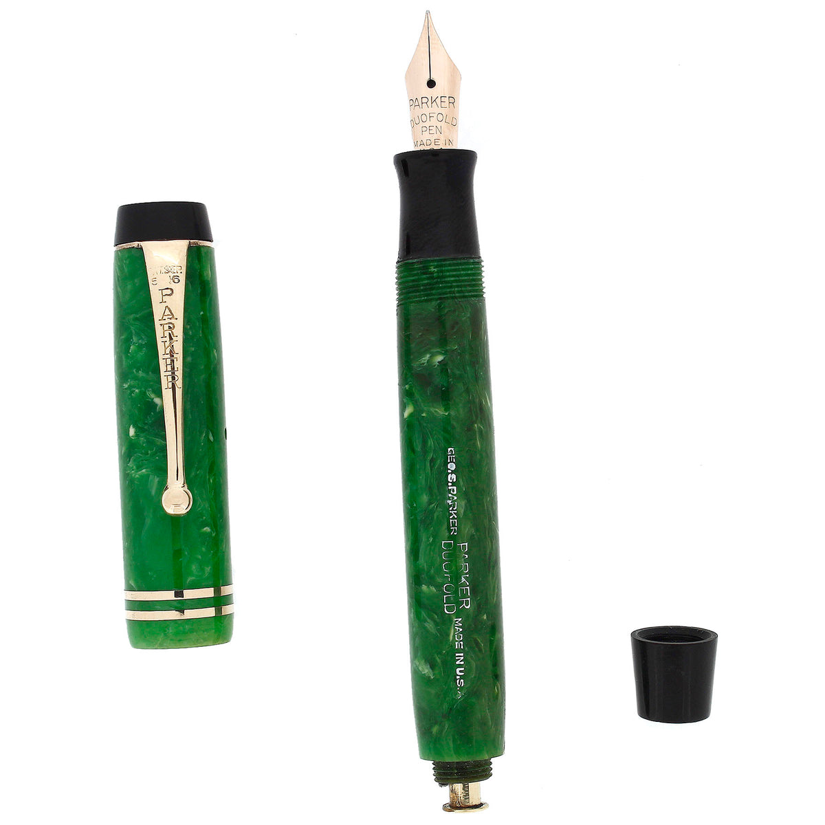 CIRCA 1933 PARKER DUOFOLD JR STREAMLINE JADE FOUNTAIN PEN RESTORED NEA