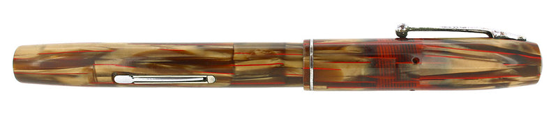 CIRCA 1933 WATERMAN THOROBRED GOLDEN PEARL BRONZE W/RED VEINS FOUNTAIN PEN RESTORED OFFERED BY ANTIQUE DIGGER