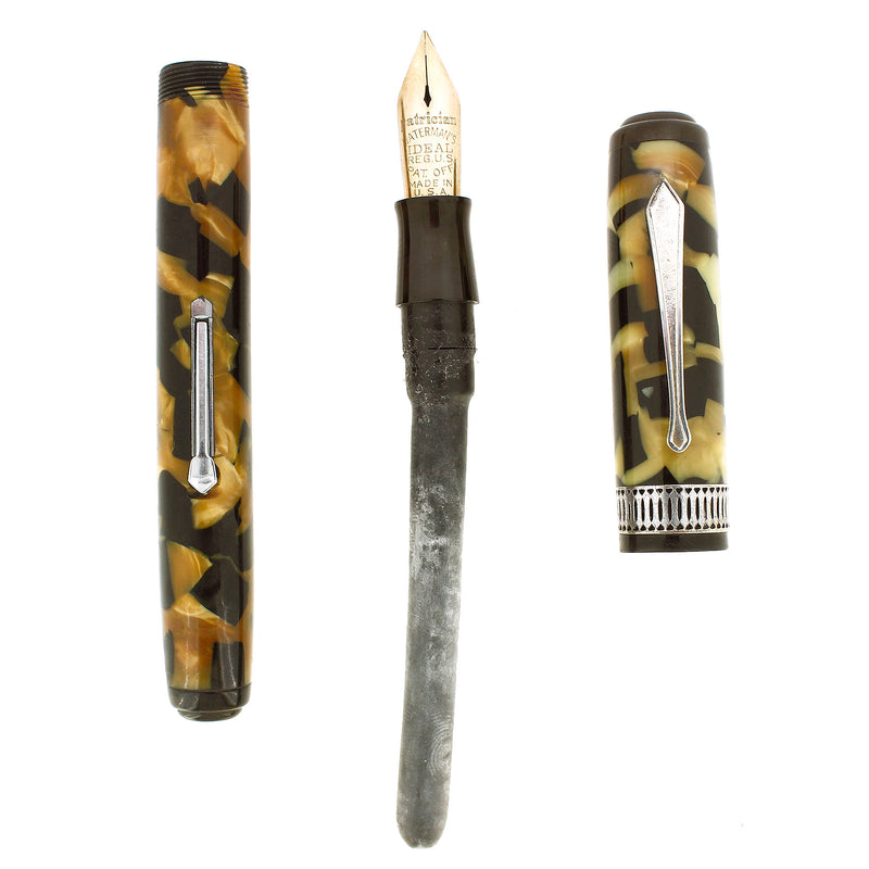 CIRCA 1933 WATERMAN PATRICIAN NACRE 14K F-BB SEMI-FLEX NIB FOUNTAIN PEN RESTORED OFFERED BY ANTIQUE DIGGER