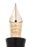 C1934 PARKER JR STREAMLINE DUOFOLD BURGUNDY BLACK FOUNTAIN PEN RESTORED OFFERED BY ANTIQUE DIGGER