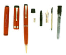 1934 PARKER ORANGE DUOFOLD SENIOR STREAMLINE FOUNTAIN PEN& PENCIL SET RESTORED OFFERED BY ANTIQUE DIGGER