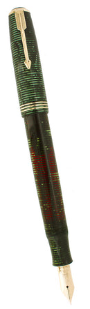 1935 PARKER VACUMATIC OVERSIZE EMERALD PEARL DOUBLE JEWEL FOUNTAIN PEN RESTORED OFFERED BY ANTIQUE DIGGER