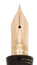 1935 PARKER VACUMATIC OVERSIZE EMERALD PEARL DOUBLE JEWEL FOUNTAIN PEN RESTORED OFFERED BY ANTIQUE DIGGER