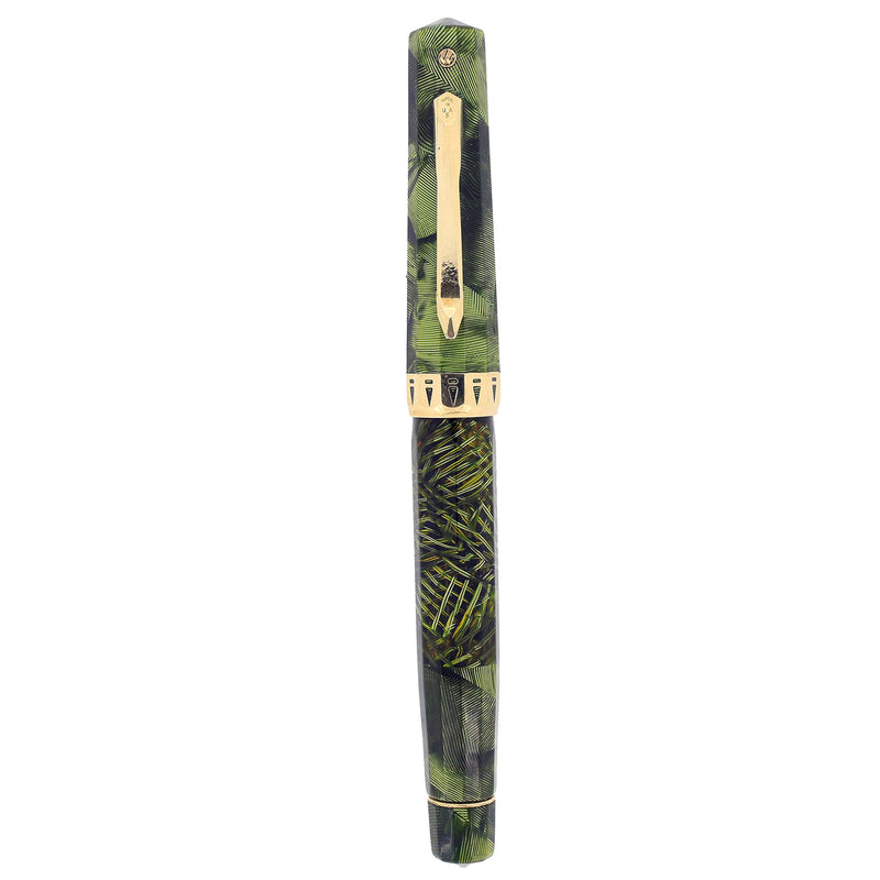 CIRCA 1935 WAHL EVERSHARP DORIC GREEN SHELL PLUNGER FILLER 14K F-BBB (