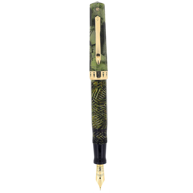 CIRCA 1935 WAHL EVERSHARP DORIC GREEN SHELL PLUNGER FILLER 14K F-BBB (
