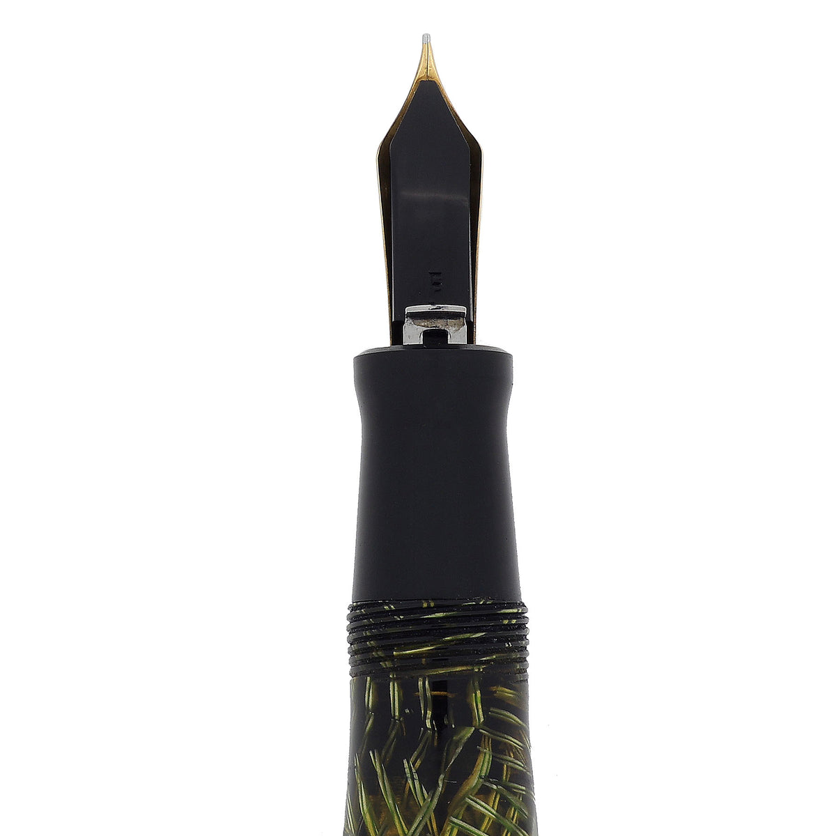 CIRCA 1935 WAHL EVERSHARP DORIC GREEN SHELL PLUNGER FILLER 14K F-BBB (