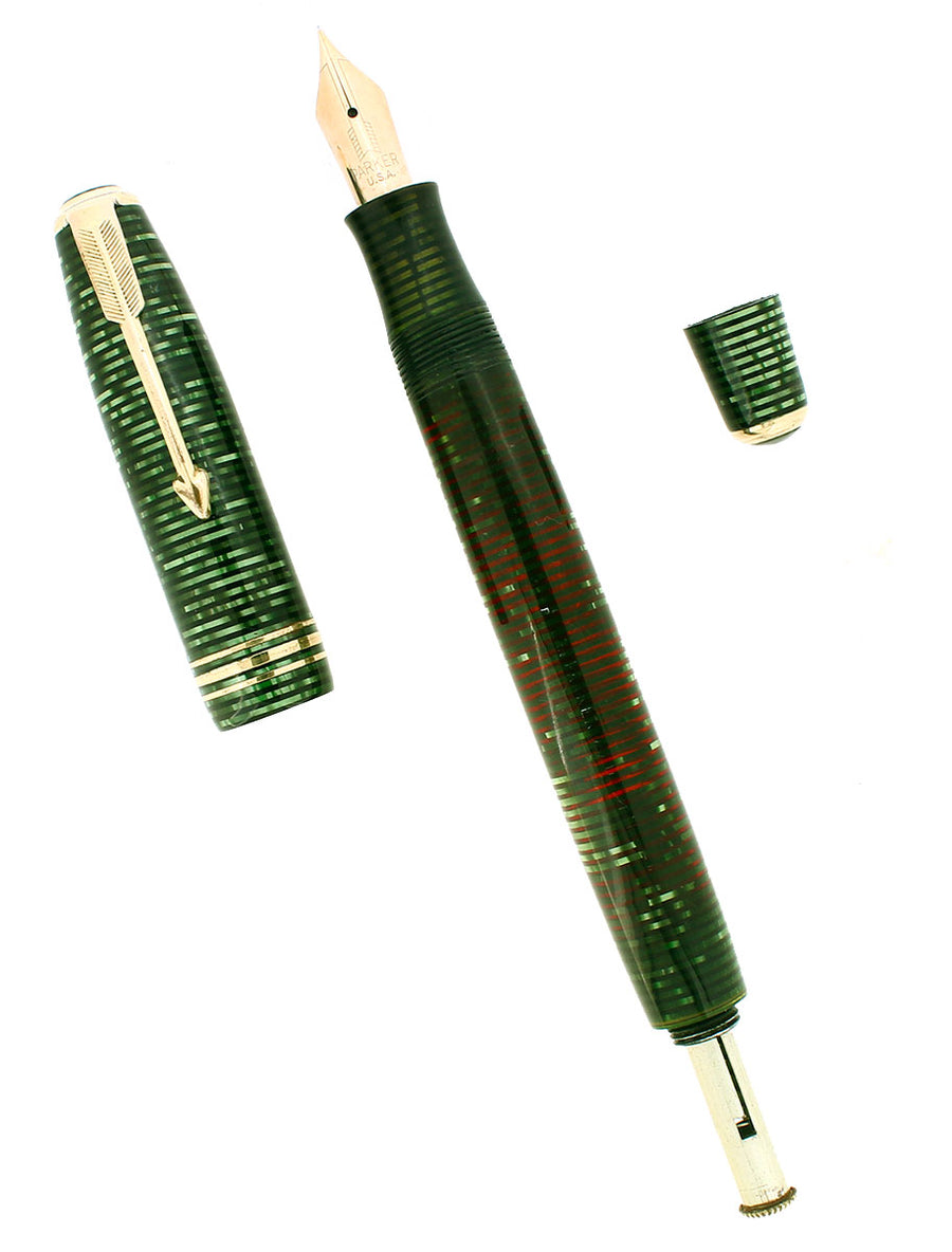 1936 PARKER VACUMATIC SENIOR EMERALD PEARL FOUNTAIN PEN SCARCE