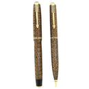 1936 PARKER GOLDEN WEB DOUBLE JEWEL VACUMATIC FOUNTAIN PEN & PENCIL SET RESTORED OFFERED BY ANTIQUE DIGGER
