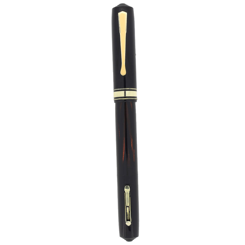 CIRCA 1936 WATERMAN DE LUXE INK-VUE JET BLACK 14K KEYHOLE FLEX NIB FOU