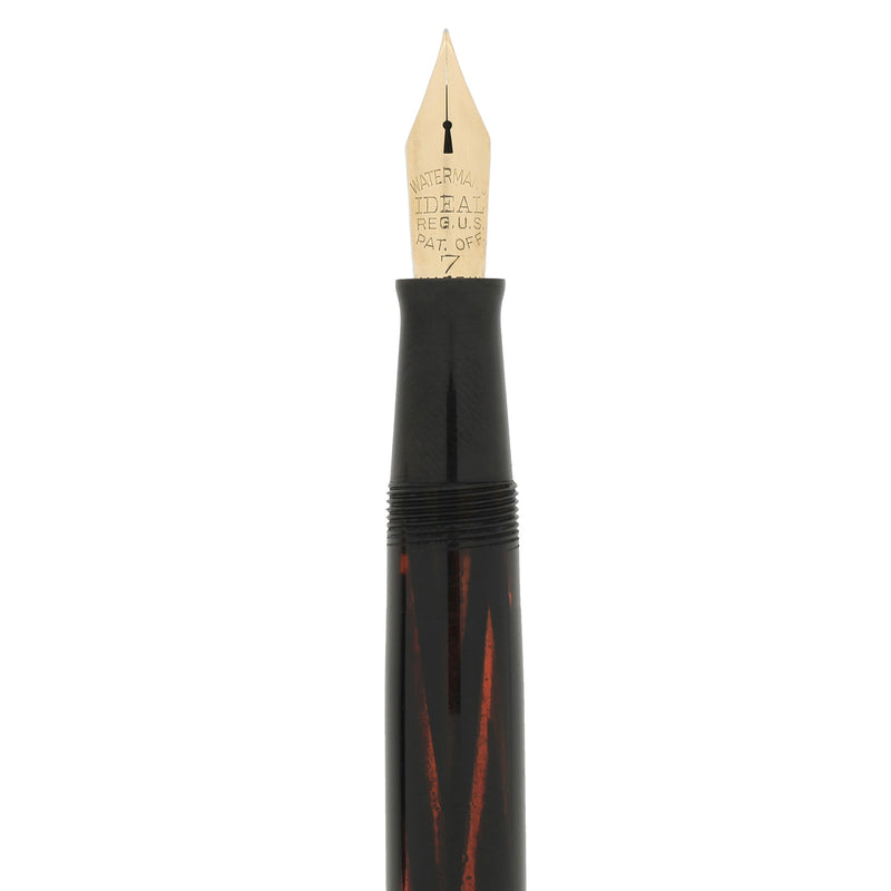 CIRCA 1936 WATERMAN DE LUXE INK-VUE JET BLACK 14K KEYHOLE FLEX NIB FOU