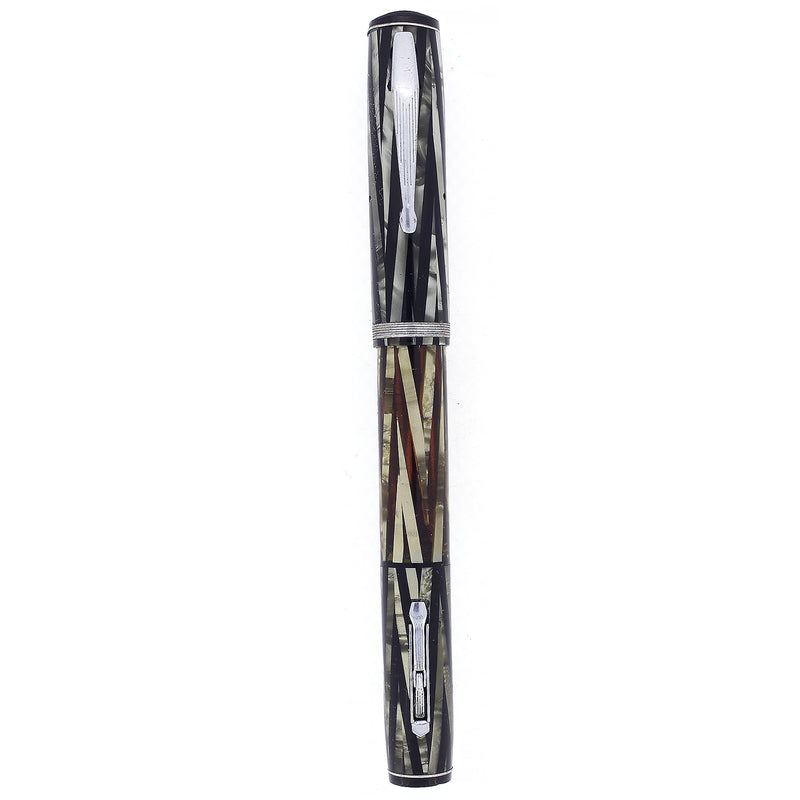 CIRCA 1936 WATERMAN INK-VUE SILVER RAY 14K RED KEYHOLE FLEX NIB FOUNTA