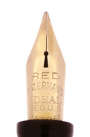 CIRCA 1936 WATERMAN INK VUE EMERALD RAY RED KEYHOLE FLEX NIB FOUNTAIN PEN RESTORED OFFERED BY ANTIQUE DIGGER