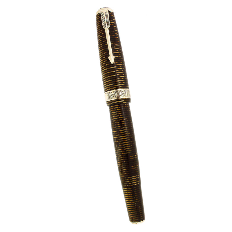 1937 PARKER VACUMATIC GOLDEN PEARL SENIOR MAXIMA DOUBLE JEWEL FOUNTAIN PEN RESTORED OFFERED BY ANTIQUE DIGGER