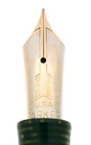 RARE 1937 PARKER SENIOR MAXIMA SILVER PEARL VACUMATIC CAP BAND FOUNTAIN PEN RESTORED OFFERED BY ANTIQUE DIGGER