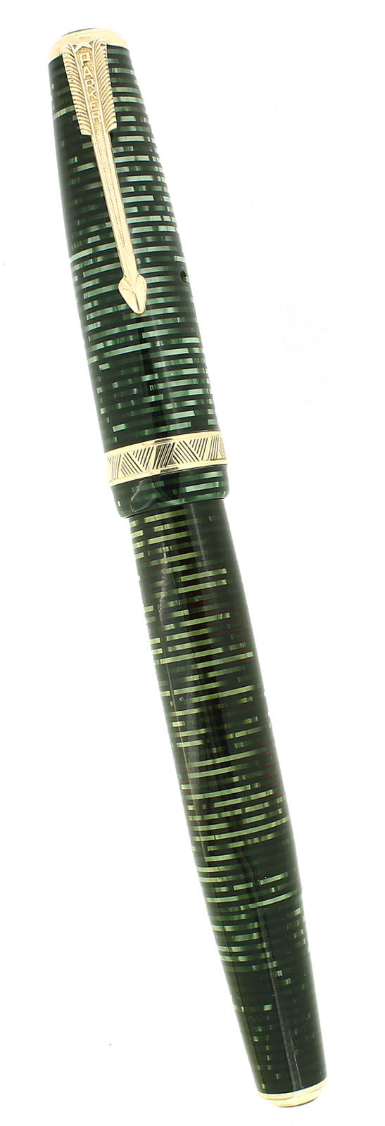 1937 PARKER VACUMATIC EMERALD PEARL DJ MAJOR STAR CLIP FOUNTAIN PEN RESTORED OFFERED BY ANTIQUE DIGGER