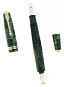 1937 PARKER VACUMATIC EMERALD PEARL DJ MAJOR STAR CLIP FOUNTAIN PEN RESTORED OFFERED BY ANTIQUE DIGGER