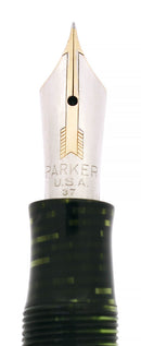1937 PARKER VACUMATIC EMERALD PEARL DJ MAJOR STAR CLIP FOUNTAIN PEN RESTORED OFFERED BY ANTIQUE DIGGER