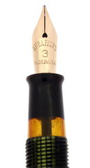 C1937 SHEAFFER LONG SLENDER 350 BALANCE MARINE GREEN STRIATED FOUNTAIN PEN RESTORED OFFERED BY ANTIQUE DIGGER