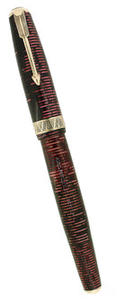 1938 PARKER SLENDER MAXIMA VACUMATIC BURGUNDY PEARL DOUBLE JEWEL FOUNTAIN PEN RESTORED OFFERED BY ANTIQUE DIGGER