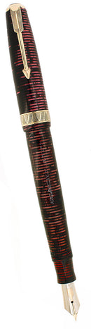 1938 PARKER SLENDER MAXIMA VACUMATIC BURGUNDY PEARL DOUBLE JEWEL FOUNTAIN PEN RESTORED OFFERED BY ANTIQUE DIGGER