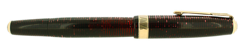 1938 PARKER SLENDER MAXIMA VACUMATIC BURGUNDY PEARL DOUBLE JEWEL FOUNTAIN PEN RESTORED OFFERED BY ANTIQUE DIGGER
