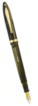 C1938 SHEAFFER LONG SLENDER BALANCE GOLDEN BROWN STRIATED FOUNTAIN PEN RESTORED OFFERED BY ANTIQUE DIGGER