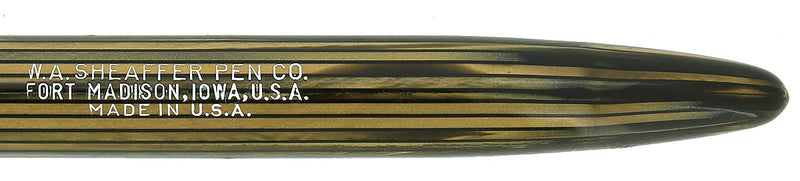 C1938 SHEAFFER LONG SLENDER BALANCE GOLDEN BROWN STRIATED FOUNTAIN PEN RESTORED OFFERED BY ANTIQUE DIGGER