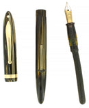 C1938 SHEAFFER LONG SLENDER BALANCE GOLDEN BROWN STRIATED FOUNTAIN PEN RESTORED OFFERED BY ANTIQUE DIGGER