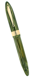 C1938 SHEAFFER GREEN STRIATED OVERSIZE BALANCE OFF CATALOG JEWELERS BAND FOUNTAIN PEN RESTORED OFFERED BY ANTIQUE DIGGER