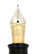 C1938 SHEAFFER GREEN STRIATED OVERSIZE BALANCE OFF CATALOG JEWELERS BAND FOUNTAIN PEN RESTORED OFFERED BY ANTIQUE DIGGER