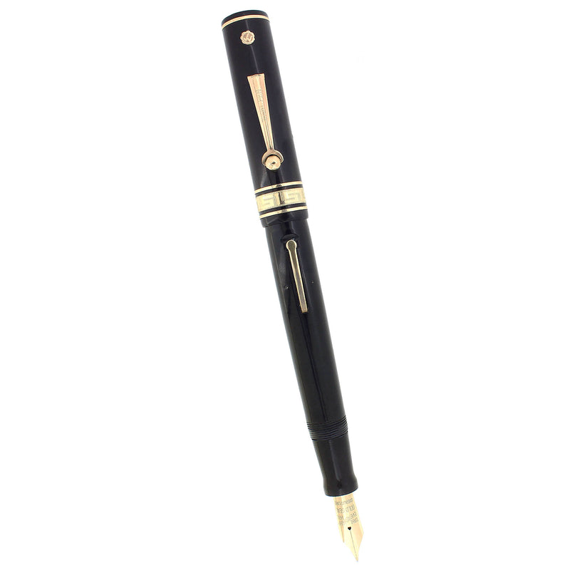 C1928 WAHL EVERSHARP JET BLACK OVERSIZE DECO BAND FOUNTAIN PEN RESTORED OFFERED BY ANTIQUE DIGGER