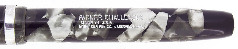 1938 PARKER CHALLENGER STANDARD SIZE GRAY MARBLED FOUNTAIN PEN RESTORED OFFERED BY ANTIQUE DIGGER