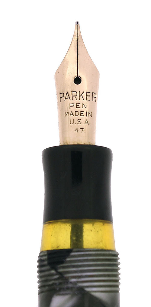 1938 PARKER CHALLENGER STANDARD SIZE GRAY MARBLED FOUNTAIN PEN RESTORE
