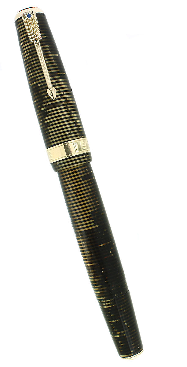 1939 PARKER SENIOR MAXIMA GOLDEN PEARL VACUMATIC DOUBLE JEWEL FOUNTAIN PEN RESTORED OFFERED BY ANTIQUE DIGGER