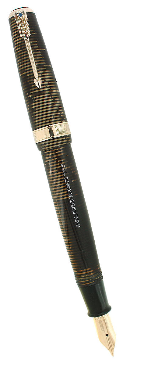 1939 PARKER SENIOR MAXIMA GOLDEN PEARL VACUMATIC DOUBLE JEWEL FOUNTAIN PEN RESTORED OFFERED BY ANTIQUE DIGGER