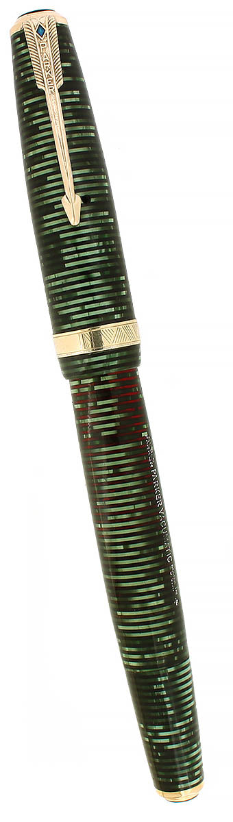 1940 PARKER VACUMATIC EMERALD PEARL DOUBLE JEWEL MAJOR FOUNTAIN PEN RESTORED OFFERED BY ANTIQUE DIGGER