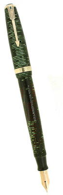1940 PARKER VACUMATIC EMERALD PEARL DOUBLE JEWEL MAJOR FOUNTAIN PEN RESTORED OFFERED BY ANTIQUE DIGGER
