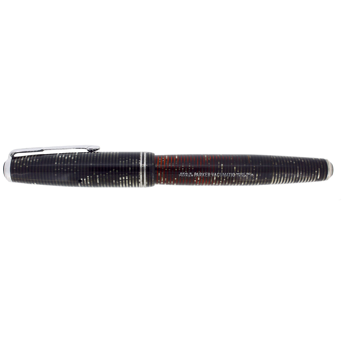 1940 PARKER VACUMATIC SILVER PEARL DOUBLE JEWEL FOUNTAIN PEN RESTORED