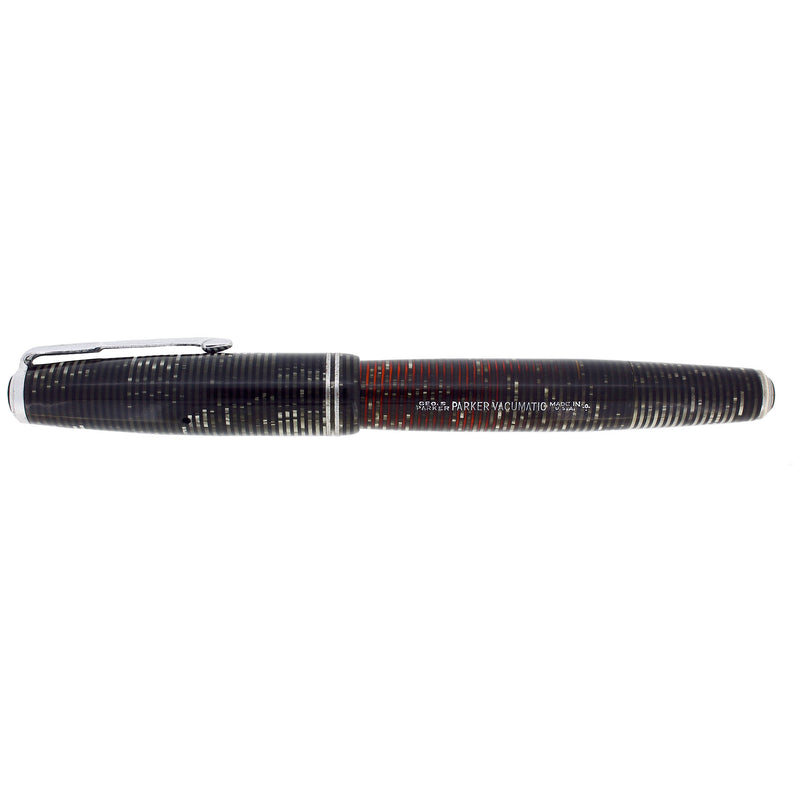 1940 PARKER VACUMATIC SILVER PEARL DOUBLE JEWEL FOUNTAIN PEN RESTORED OFFERED BY ANTIQUE DIGGER