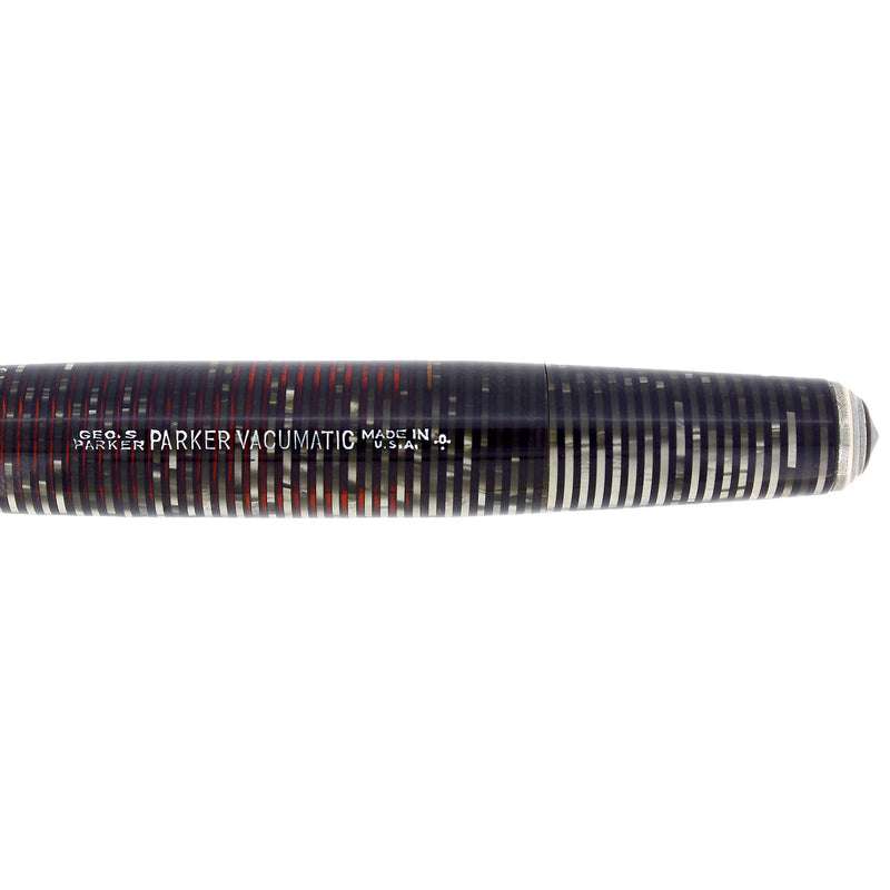 1940 PARKER VACUMATIC SILVER PEARL DOUBLE JEWEL FOUNTAIN PEN RESTORED OFFERED BY ANTIQUE DIGGER