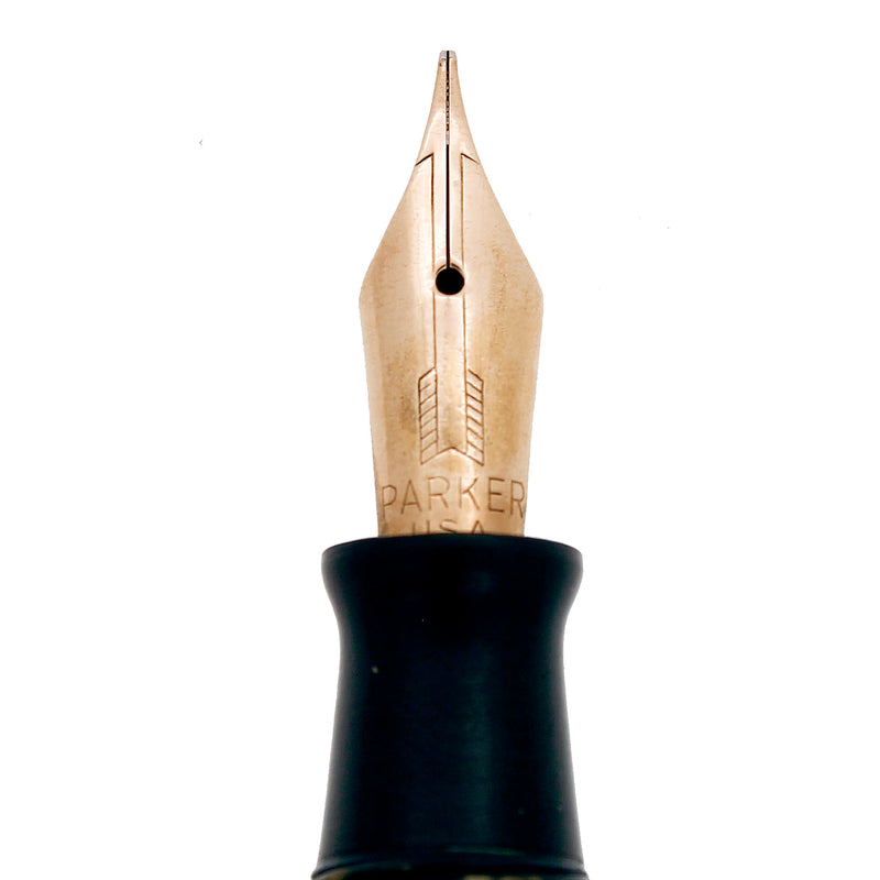 1940 PARKER VACUMATIC SILVER PEARL DOUBLE JEWEL FOUNTAIN PEN RESTORED OFFERED BY ANTIQUE DIGGER